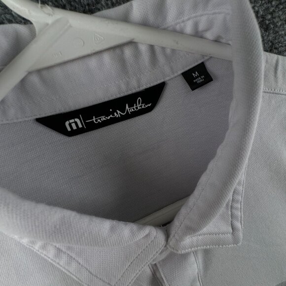 Travis Mathew Short Sleeve Golf Polo Shirt Men White Medium Cotton Polyester - Picture 8 of 15